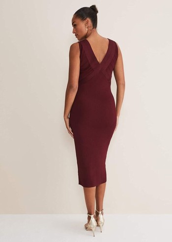 Phase Eight Fressia Cut Out Bandage Dress Burgundy Canada | YSUKNM-954